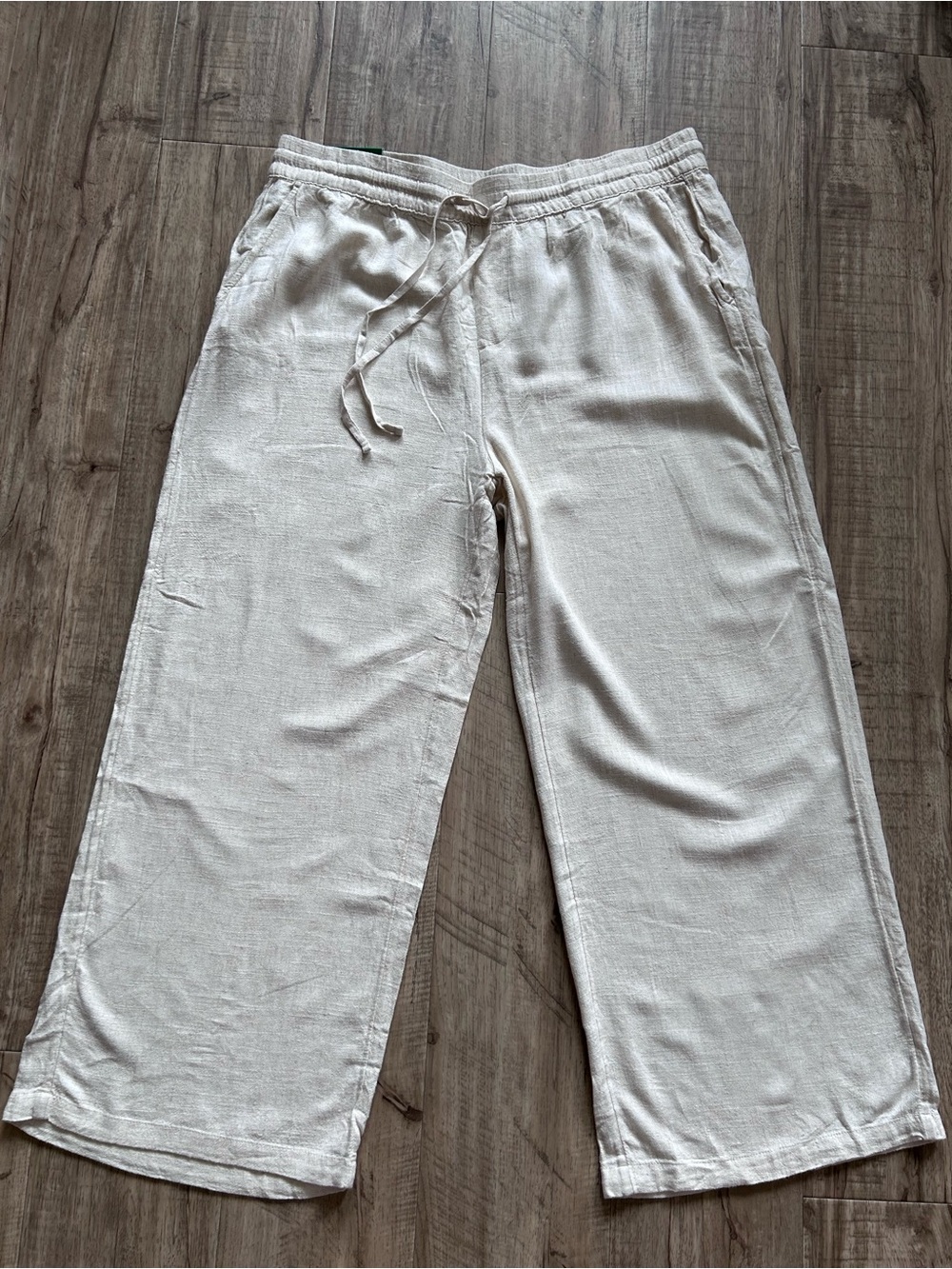 Wide leg Simon Chang Neutral Linen-Blend Pull-On Pants neutral capsule breezy